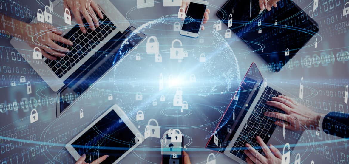 network security concept. cyber protection. anti virus software.